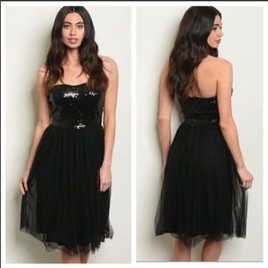 Symphony strapless sequin tulle dress NWT